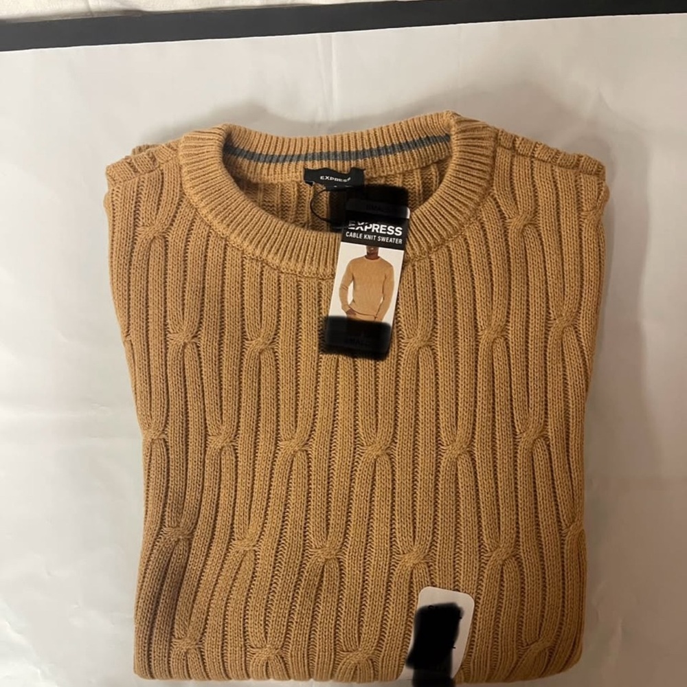 Express Men's Camel Crewneck Sweater